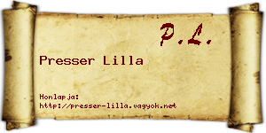 Presser Lilla névjegykártya